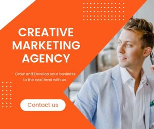 creative marketing, business, man, Orange Digital Marketing Agency Introduction Facebook Post Template