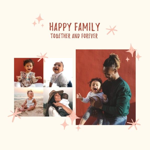 love, mother, mom, Red Simple Family Collage Photo Collage (Square) Template