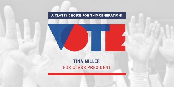 vote, class president vote, school, Class President Red Blue Campaign Twitter Post Template