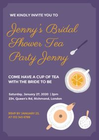 single tea parties, wedding, marriage, Afternoon Tea Bridal Shower Invitation Template