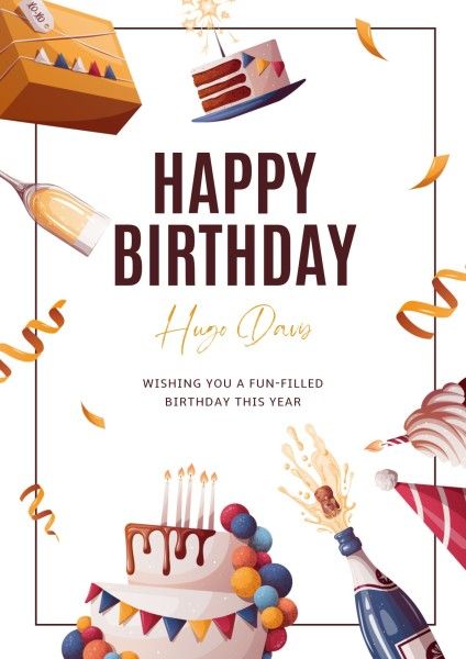 happy birthday, greeting, party, Illustration Birthday Celebration Poster Template