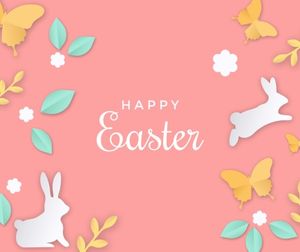 easter day, festival, holiday, Pink Illustration Happy Easter Greeting Facebook Post Template