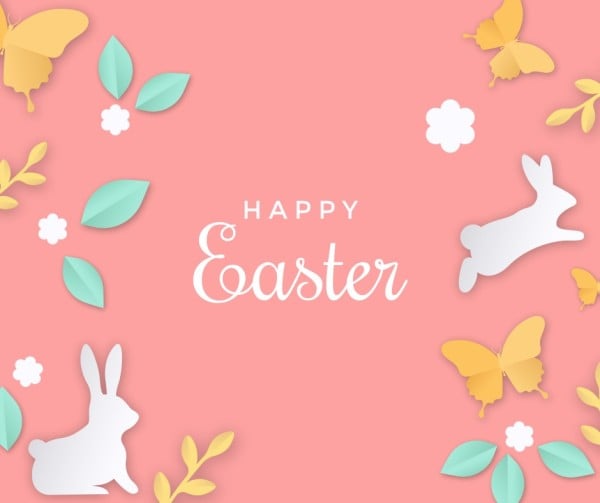Pink Illustration Happy Easter Greeting Facebook Post