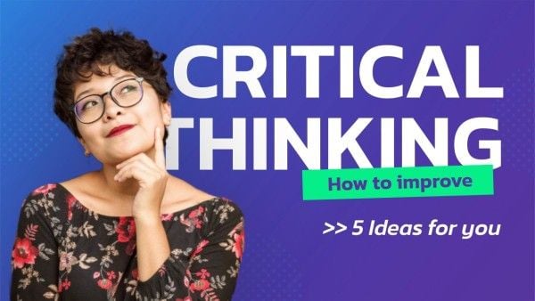 tips, tutorial, ideas, Simple Blue How To Improve Critical Thinking Youtube Thumbnail Template