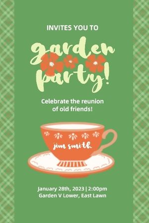 flower, spring, event, Green Background Of Garden Afternoon Tea Party Pinterest Post Template