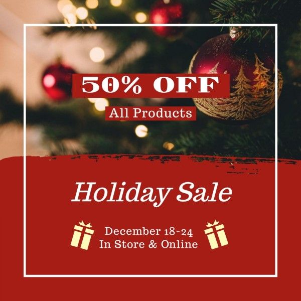 holiday sale, promotion, discount, Green And Red Christmas Sale Instagram Post Template