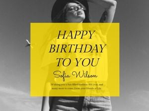 girl, poster, model, Yellow Happy Birthday Celebrate Card Template