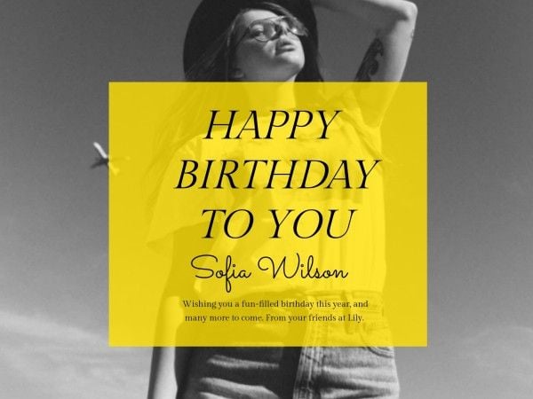 Yellow Happy Birthday Celebrate Card