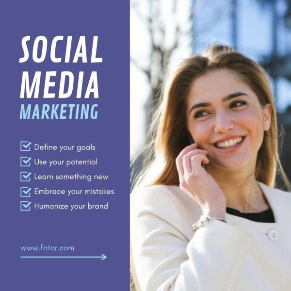 Blue Social Media Marketing Tips Instagram Post