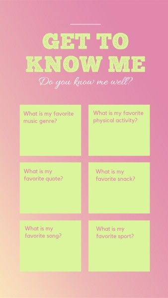 ask me a question, social media, questions, Pink Get To Know Me Question List Instagram Story Template
