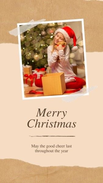 merry christmas, xmas, girl, Brown Christmas Gift Instagram Story Template
