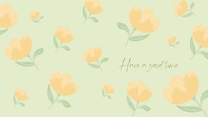 ソフトグリーンイラスト 春の花 デスクトップの壁紙