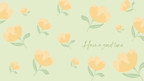 floral, greeting, quote, Soft Green Illustration Spring Flowers  Desktop Wallpaper Template
