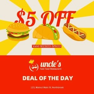 restaurant, sale, promotion, Fast Food Discount Ads Instagram Post Template