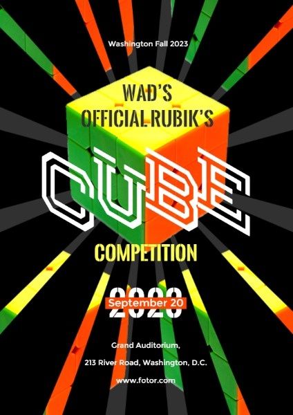 game, gaming, fun, Rubik Cube Competition Flyer Template