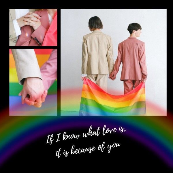 couple, pride, lgbt, Rainbow Sweet Love Photo Collage (Square) Template