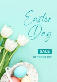 easter day, promo, discount, Mint Green Minimal Easter Sale Poster Template