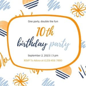 happy, life, dinner, 10th Birthday Party Instagram Post Template