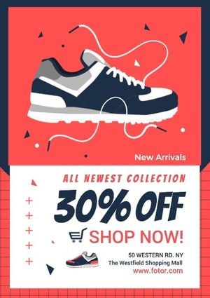 new shoes listed, merchandise discount, sales promotion, Sneakers Promotion Poster Template