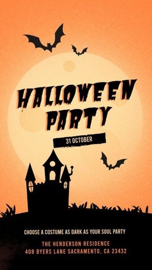 instagram post, social media, halloween party, Orange Halloween Costume Party  Instagram Story Template