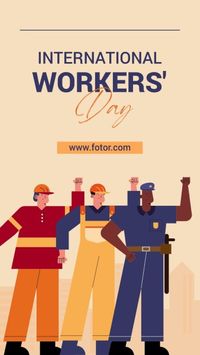 greeting, celebration, celebrate, Beige Illustration International Workers' Day Instagram Story Template