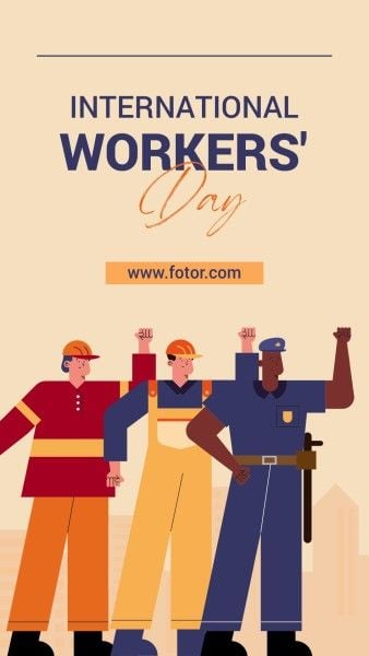 Beige Illustration International Workers' Day Instagram Story
