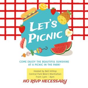 food, family, gathering, Cute Picnic Party Invite Instagram Post Template