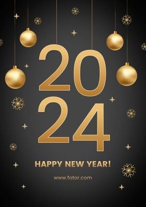 celebration, holiday, modern, Golden Happy New Year Greeting Poster Template