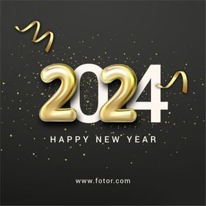 greeting, celebrate, celebration, Golden And Black 3d Illustration New Year Instagram Post Template