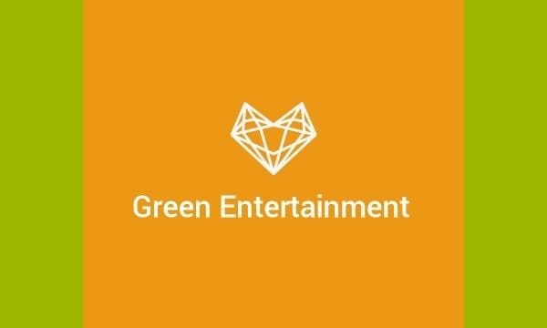 diamond, logo, symbol, Green And Orange Entertainment Company Business Card Template