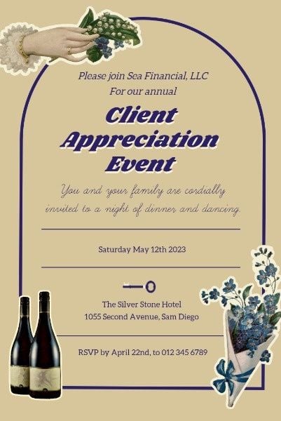 invitation, company, commercial, Vintage Client Appreciation Party Pinterest Post Template
