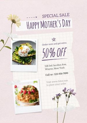 promotion, promo, mothers day, Soft Pink Scrapbook Mother's Day Sale Poster Template