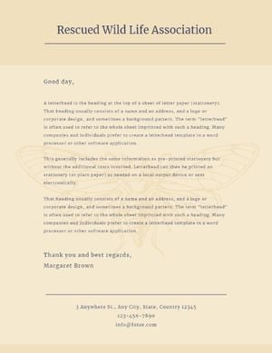 charity, ngo, non-profit, Rescued Wild Life Association Letterhead Template