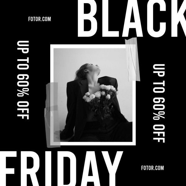 social media, promotion, business, Black Black Friday Sale Shop Now Instagram Post Template