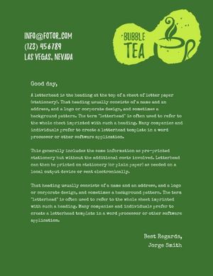 drink, business, work, Yellow Bubble Tea  Letterhead Template