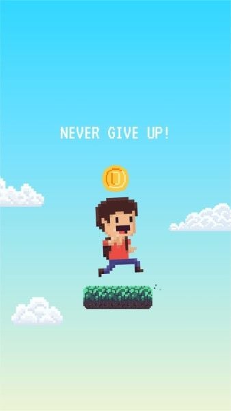 character, motto, quote, Blue Pixel Game Mobile Wallpaper Template