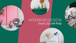 furniture, vlog, banner, Pink And Green House Decoration Channel Youtube Channel Art Template
