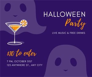 event, invite, halloween party, Purple Halloween Horror Party Invitation Facebook Post Template