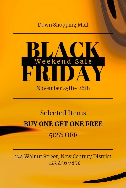 Yellow Background Of Black Friday Shopping Mall Sale Pinterest Post