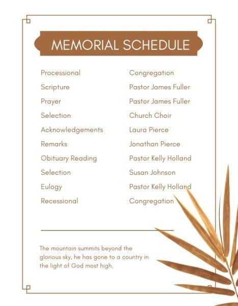 rundown, program list, list, White Old Woman Funeral Christian Church Program Template