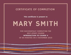 certificate of membership, membership, school, Self Study Courses Completion Certificate Template