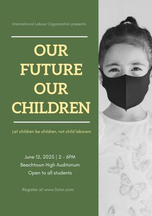 stop children exploitation, organization, international, Green Our Future Our Children Poster Template