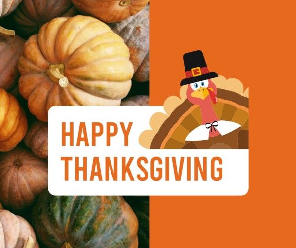turkey, pumpkin, Orange Thanksgiving Post Facebook Post Template