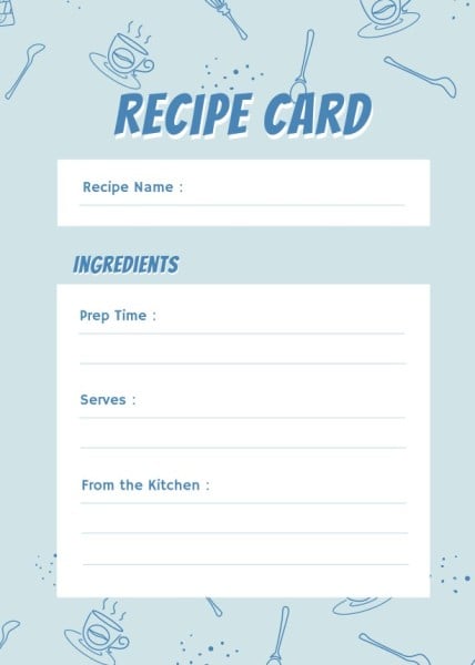 ブルー食器レシピカード レシピカード