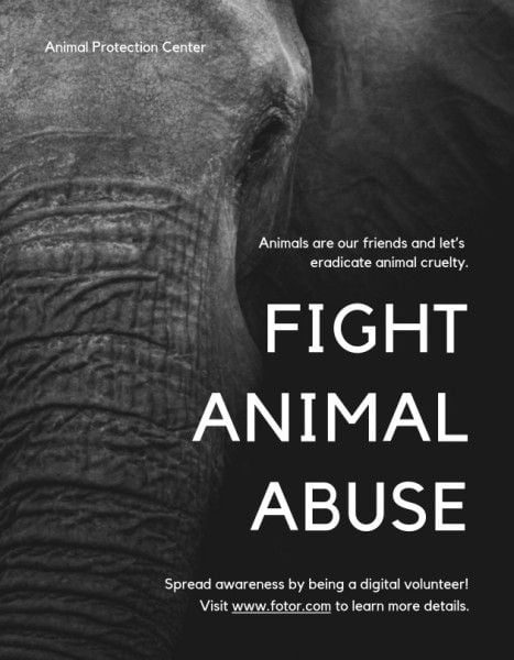 aminal, pet, love, Grey Fight Animal Abuse Protection Program Template