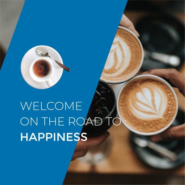 beverages, brand building, cafe, Blue Coffee Drink Branding  Instagram Post Template