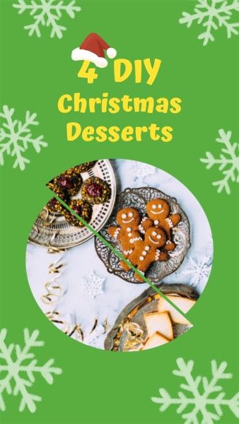 holiday, friend, happy, Green Christmas Desserts Photo Collage 9:16 Template