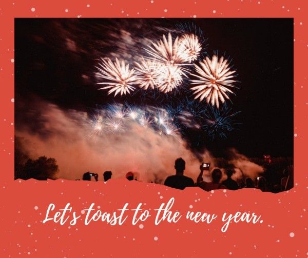 fireworks, new year, blessing, Red Firework Facebook Post Template
