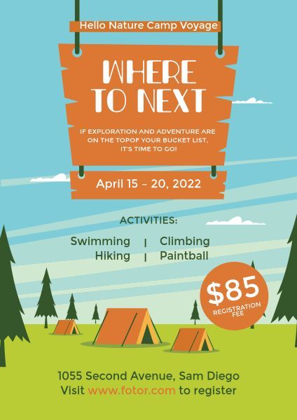 activities, outdoors, sports, Summer Camp Poster Template