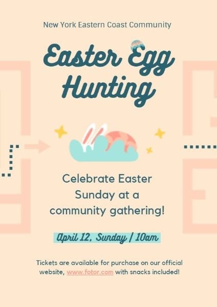 festival, holiday, community gathering, Easter Egg Hunting Flyer Template